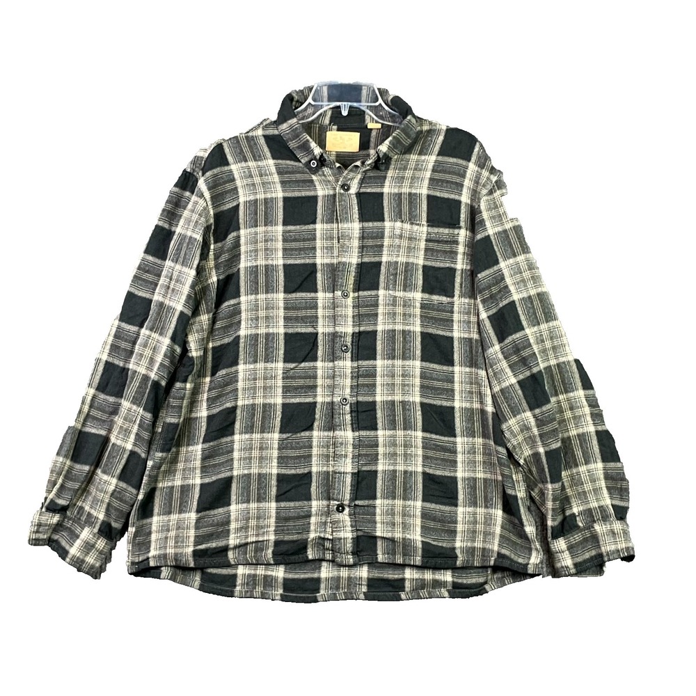 Red Head Ranch Flannel Shirt Mens XLT Black Gray Plaid Academia Hunt Button Down